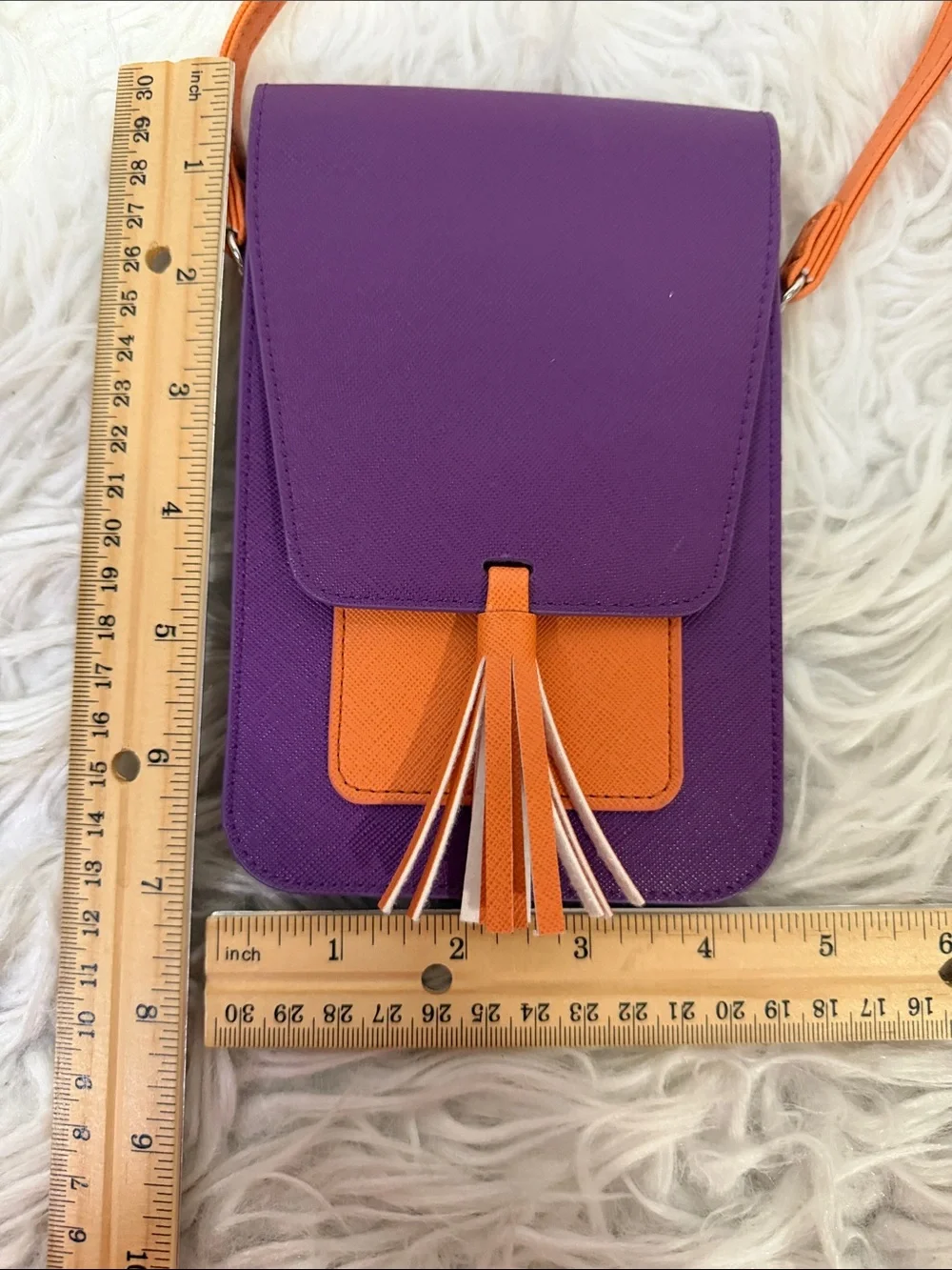 HARPER Crossbody Bag/Phone Pouch in Purple and Orange- Lightweight Tassel